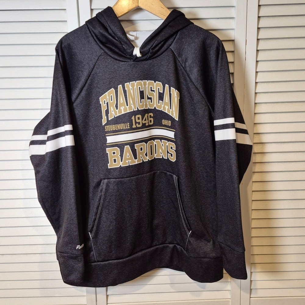 Fanthread Franciscan Barons Hoodie XL Black Steubenville 46 Football‎ USA Made